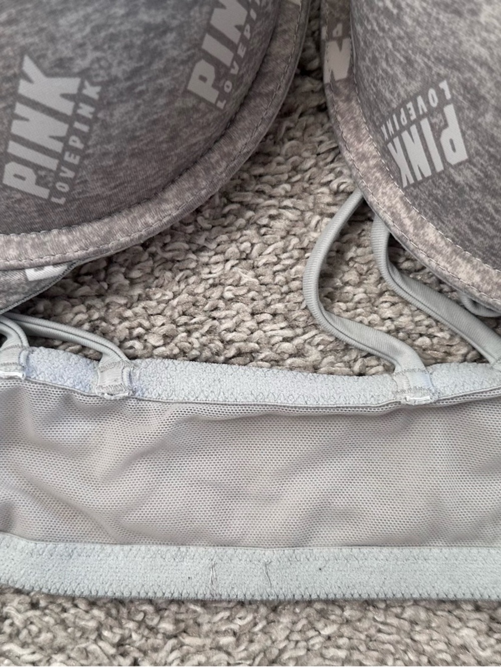 Victoria's Secret Pink Logo Push Up Wear Everywhere Bra Gray 38DD - Picture 5 of 8